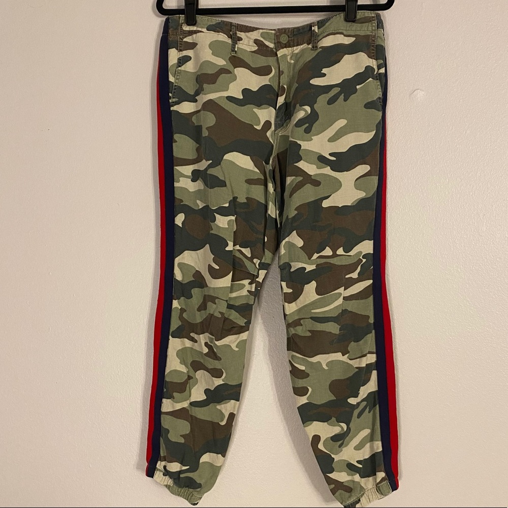 Mother No Zip Misfit Stripes Camo Track Pants